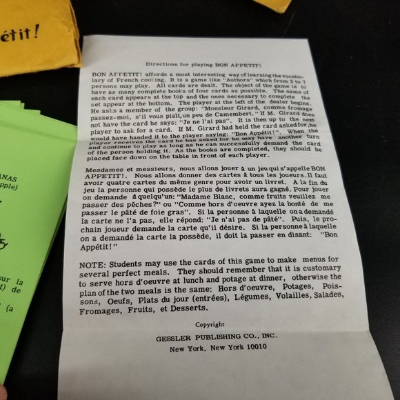 Vintage French Francois Language Vocabulary Learning Flash Card Game Lot 5 1960 - Picture 4 of 10